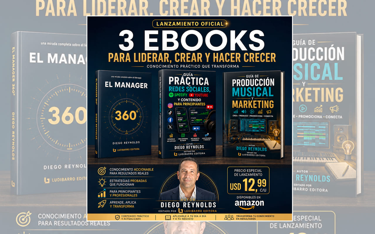 Ludibarro Editora presenta la trilogía de guías prácticas del uruguayo Diego Reynolds para la industria creativa y musical WEB